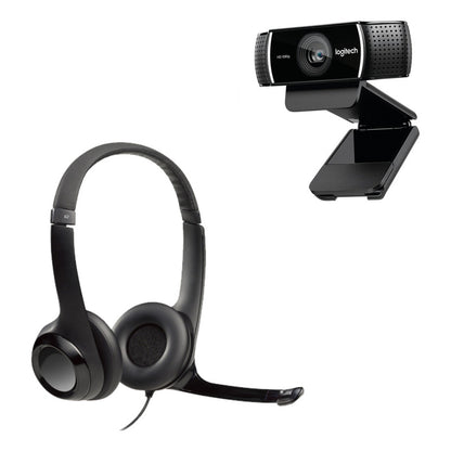 Combo Logitech Diadema H390 Estéreo + Cámara Web C922 1080p