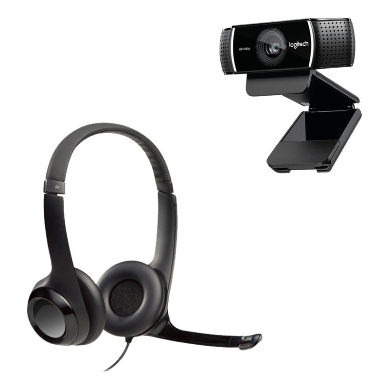 Combo Logitech Diadema H390 Estéreo + Cámara Web C922 1080p