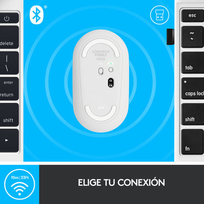 Mouse Inalámbrico Moderno Logitech Pebble M350 - Blanco