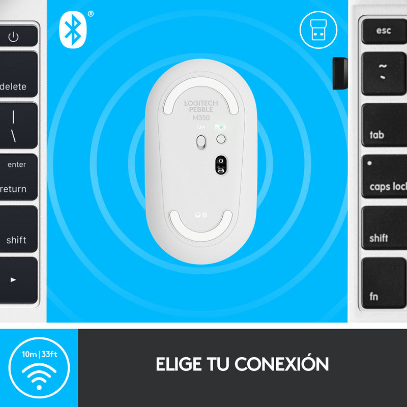 Mouse Inalámbrico Moderno Logitech Pebble M350 - Blanco