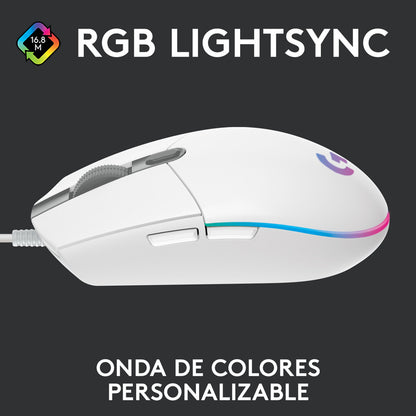 Combo Gamer Logitech Mouse G203 Blanco + Pad Mouse G240
