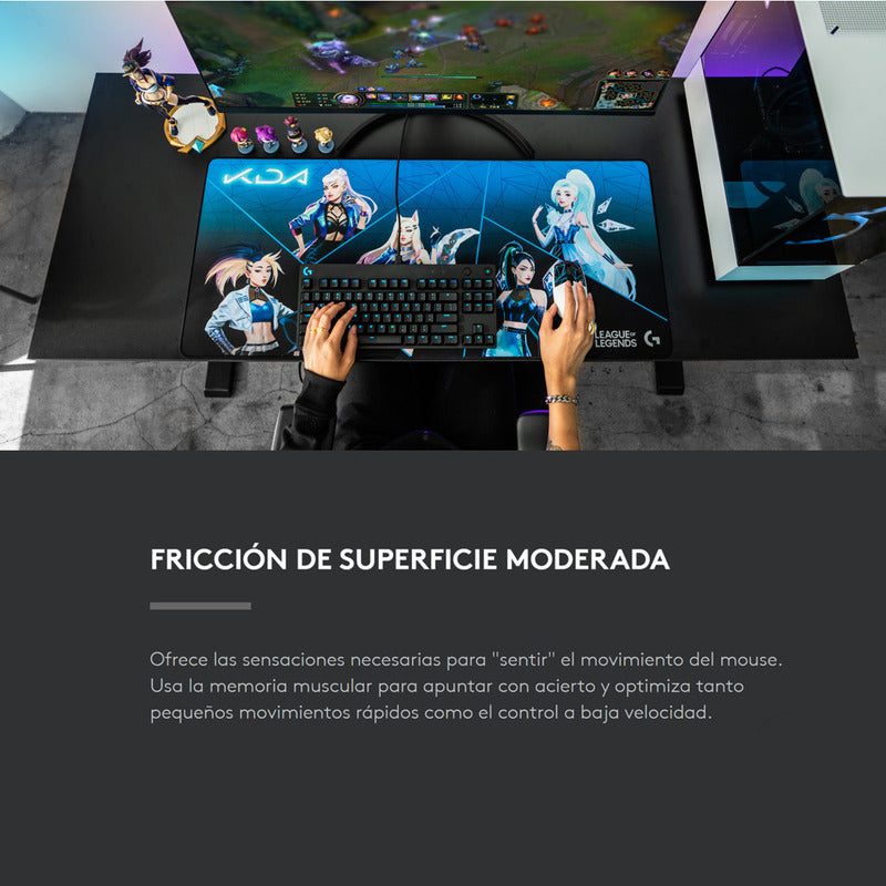Pad Mouse Gamer Xl 900x400mm Logitech G840 Edición K/da Lol