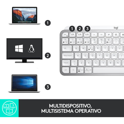 Teclado Avanzado Recargable Logitech Mx Keys Mini Gris Pálido