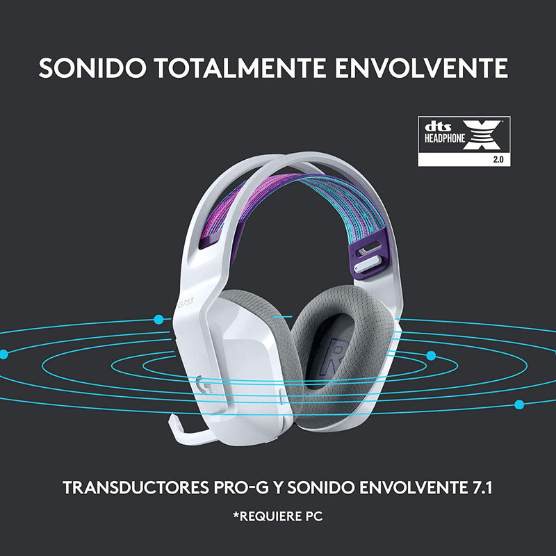 Diadema Gamer Logitech G733,  Rgb Inalámbrica / 7.1 - Blanco