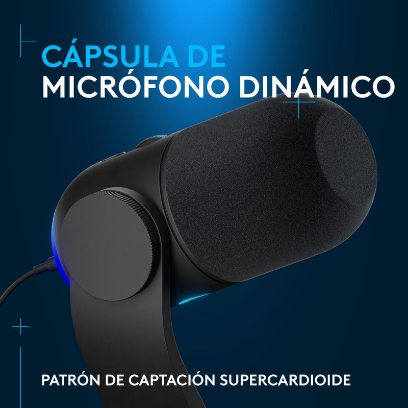 Combo Streaming Micrófono Yeti Gx + Luz Premium Litra Glow