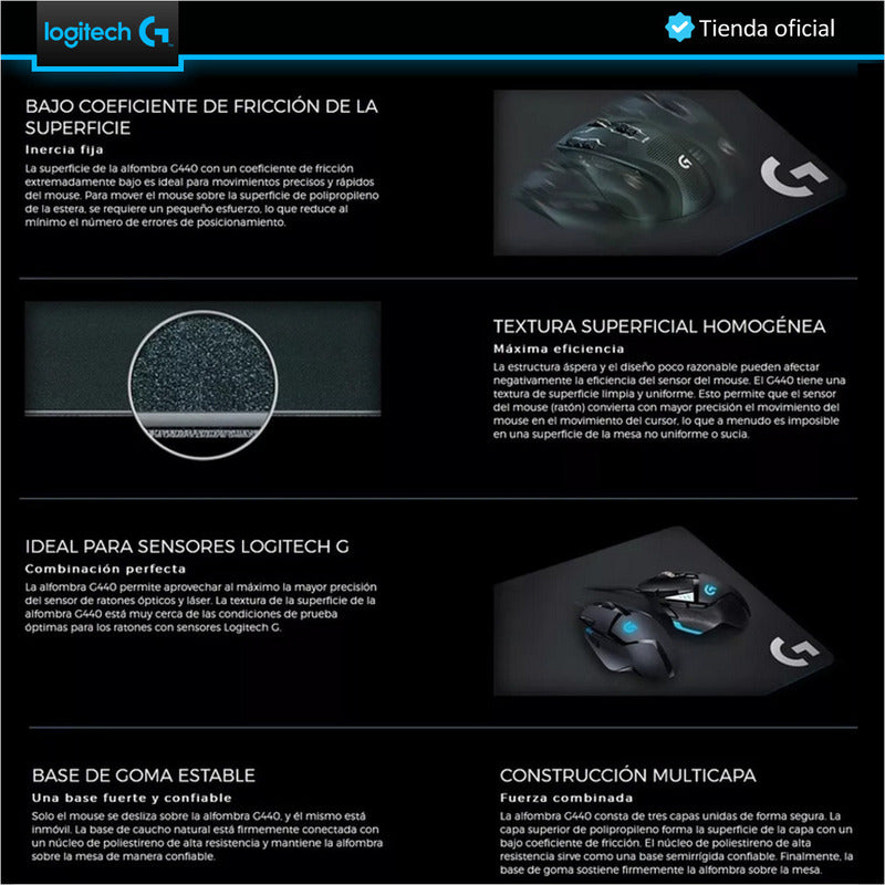 Pad Mouse Gamer De Superficie Rígida Logitech G440