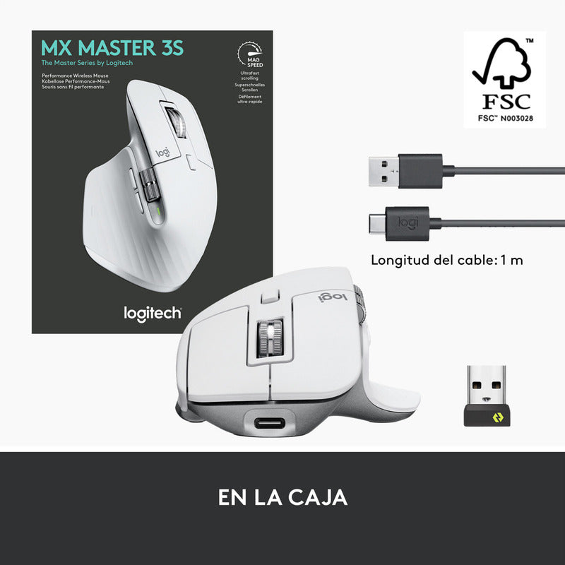 Mouse Inalámbrico Ultra Rápido Logitech Mx Master 3s Blanco