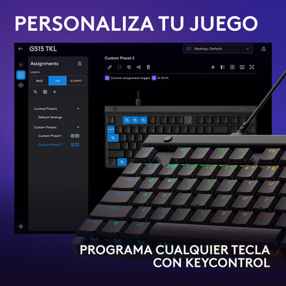 Teclado Gamer Mecánico Logitech G515 TKL de Perfil Bajo con RGB LIGHTSYNC - Negro + Mouse Pad Gamer Logitech G640 Tela Grande 400x460mm - Negro