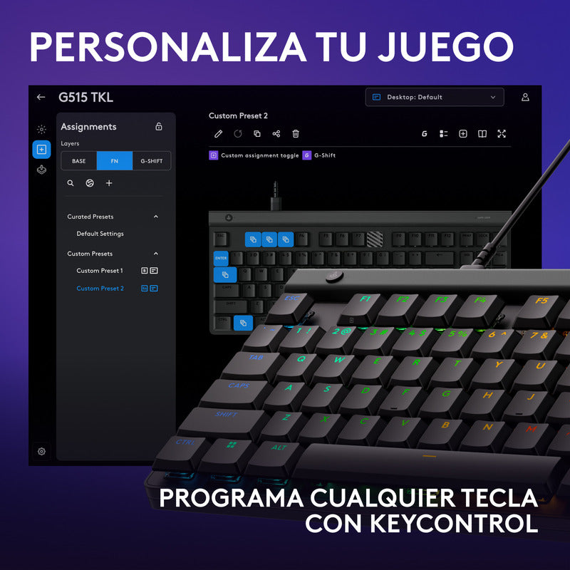 Teclado Gamer Mecánico Logitech G515 TKL de Perfil Bajo con RGB LIGHTSYNC - Negro + Mouse Pad Gamer Logitech G640 Tela Grande 400x460mm - Negro