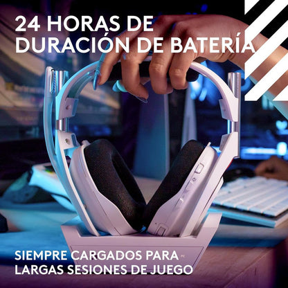 Auriculares Gamer Inalámbricos Logitech Astro A50 (5ta Gen) LIGHTSPEED + Base PLAYSYNC, Blanco