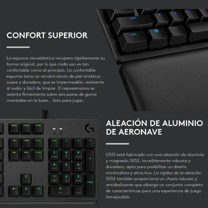 Teclado Gamer Mecánico Logitech G513 Carbón / Lightsync Rgb