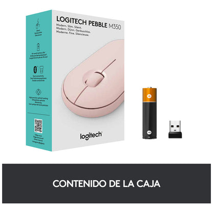 Mouse Inalámbrico Moderno Logitech Pebble M350 Rosado