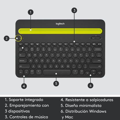 Teclado Logitech K480, Bluetooth Multidispositivo Y Moderno