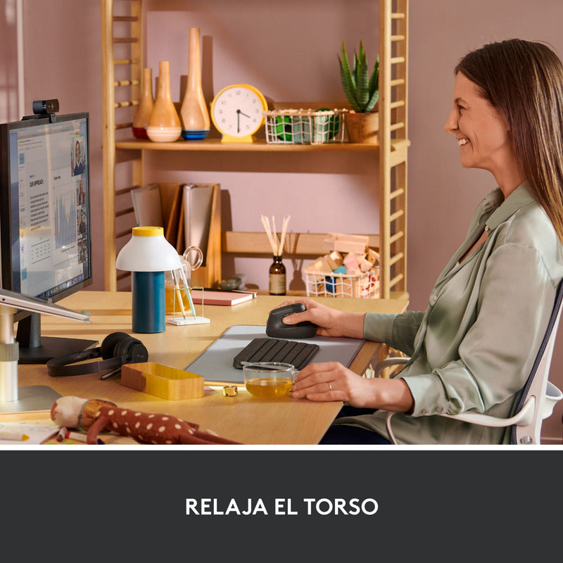 Mouse Ergonómico Logitech Lift Vertical  Avanzado, Grafito
