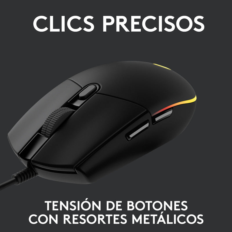 Mouse Gamer Rgb Logitech G203 Lightsync, 6 Botones, Negro