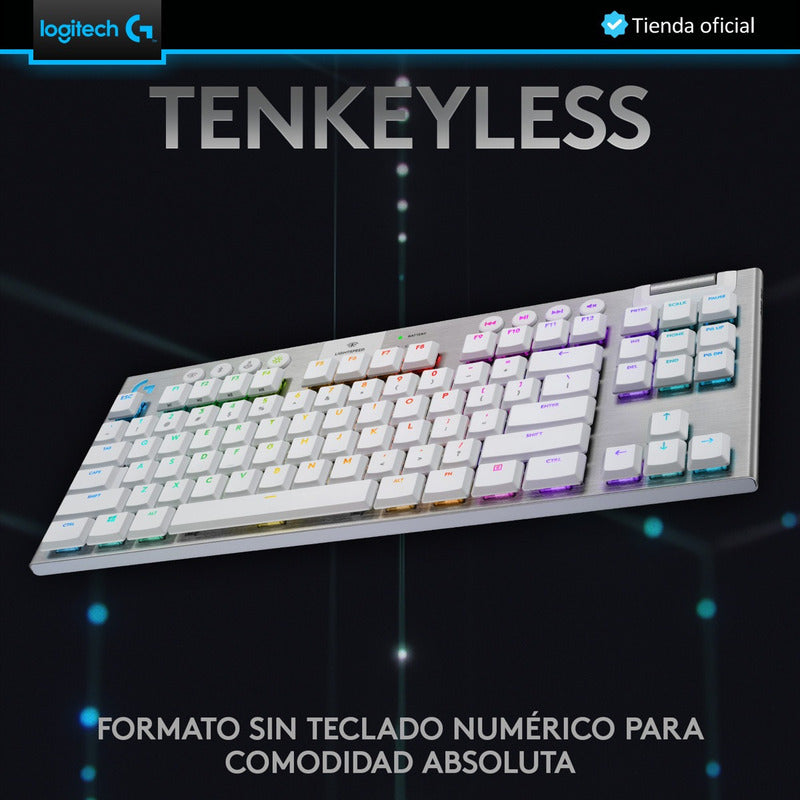 Logitech G915 Tkl, Teclado Gamer Mecánico Inalámbrico, Wht