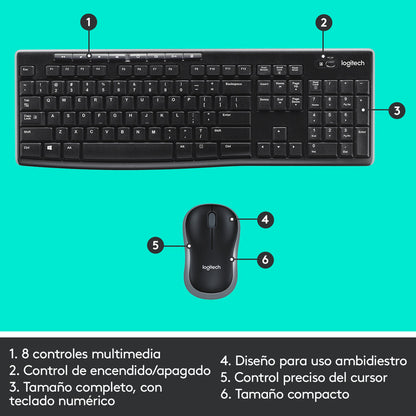 Combo Inalámbrico Logitech Mk270, Teclado Multimedia Y Mouse