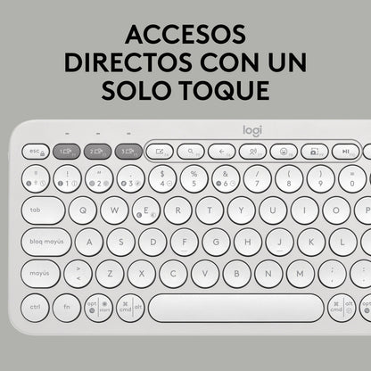 Combo Logitech Bluetooth: Teclado K380s + Mouse M196, Blanco