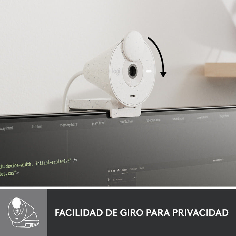Webcam Logitech Brio 300 Full Hd 1080p Rightlight 2, Blanco
