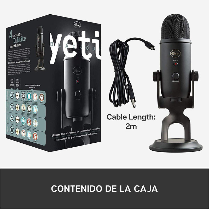 Micrófono Usb Profesional Blue Yeti, Grabación Streaming Blackout