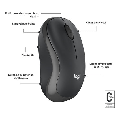 Mouse Bluetooth Logitech M240 Silent, Un 90% Silencioso, Negro