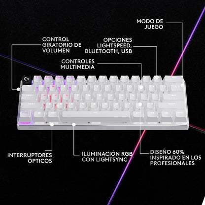 Teclado Gamer Logitech Pro X 60, Inalámbrico Lightspeed