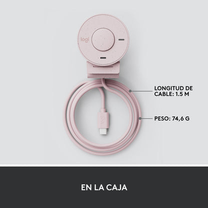 Webcam Logitech Brio 300 Full Hd 1080p Rightlight 2, Rosa