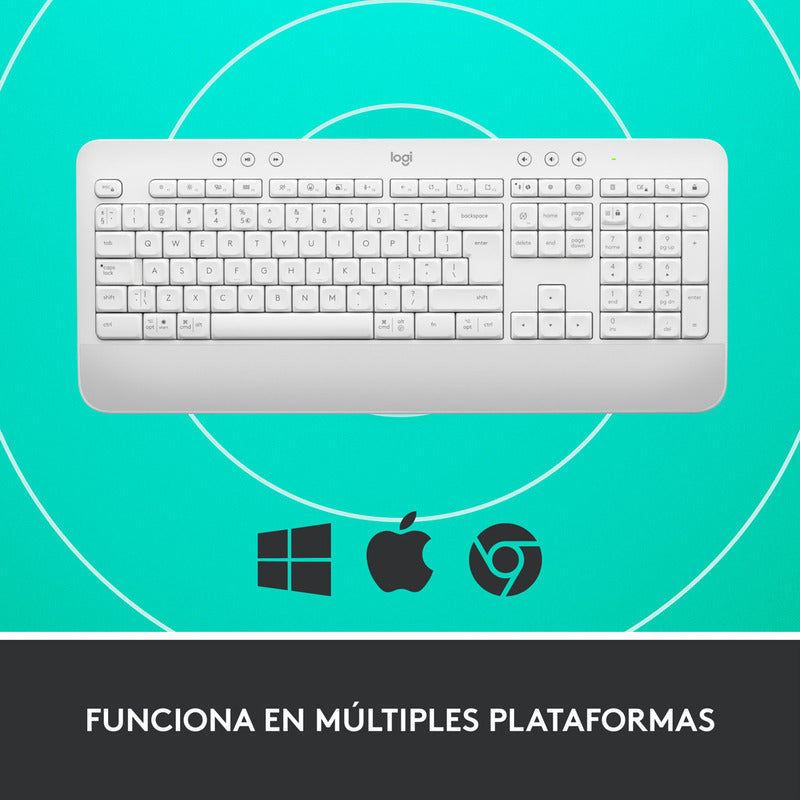 Teclado Inalámbrico BT/Bolt Logitech Signature K650 con Diseño Confortable, Blanco