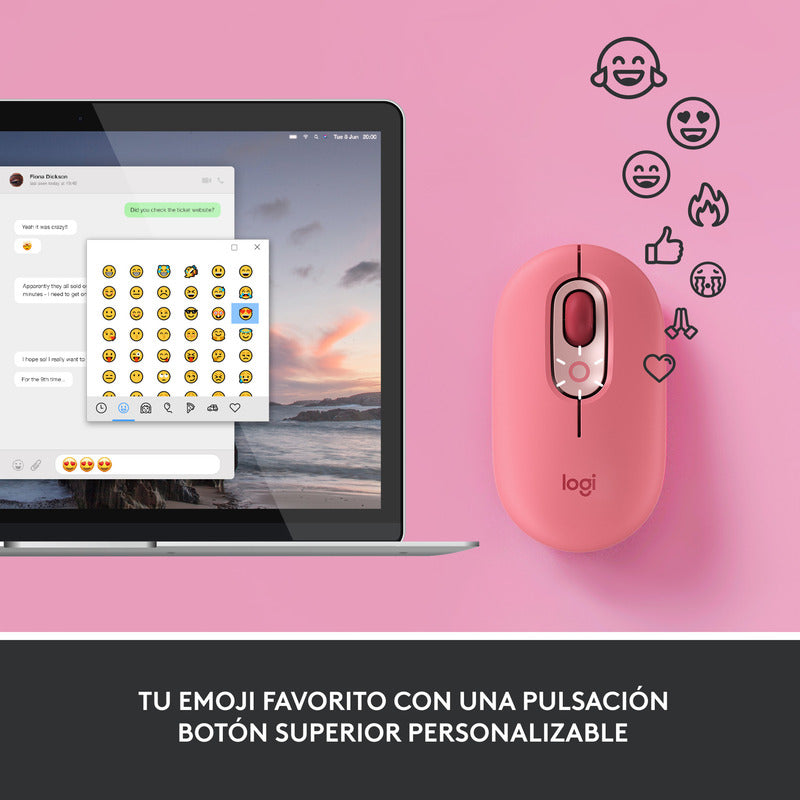 Mouse Inalámbrico Logitech Pop Heartbreaker Con Botón Emojis