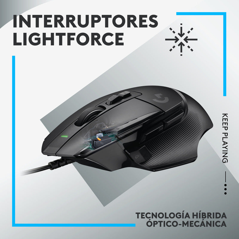 Mouse Gamer Logitech G502 X, Switches Lightforce / Hero 25k