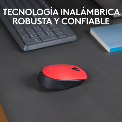 Mouse Inalámbrico Logitech M170, Cómodo Y Portátil, Rojo