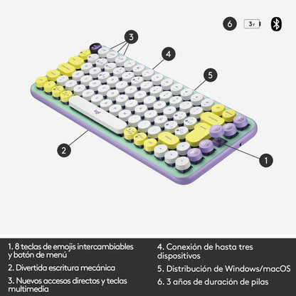 Combo Inalámbrico Logitech Pop Keys + Pop Mouse Daydream