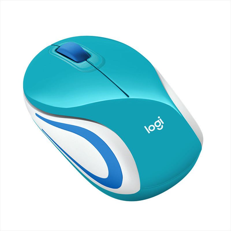 Mouse Inalámbrico Mini De Bolsillo Logitech M187, Verde Azul