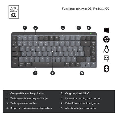 Teclado Recargable Avanzado Logitech Mx Mechanical Mini