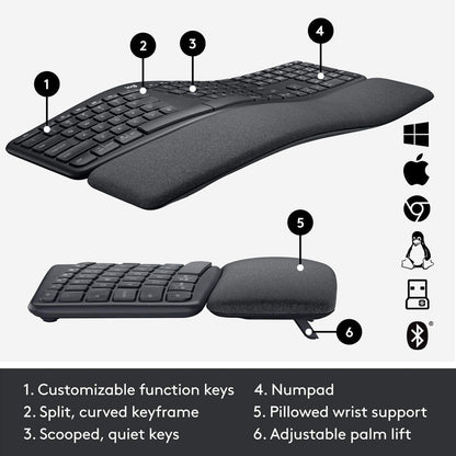 Teclado Dividido Ergonómico Inalámbrico Logitech Ergo K860