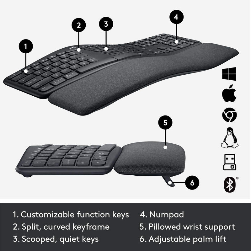 Teclado Dividido Ergonómico Inalámbrico Logitech Ergo K860