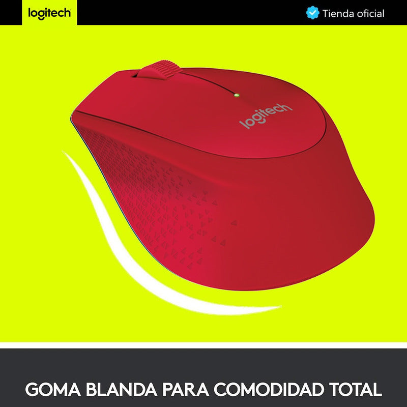 Mouse Inalámbrico Logitech M280, Cómodo Diseño Curvo, Rojo