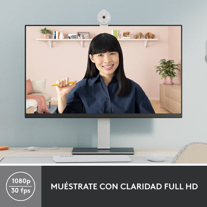 Webcam Logitech Brio 300 Full Hd 1080p Rightlight 2, Blanco