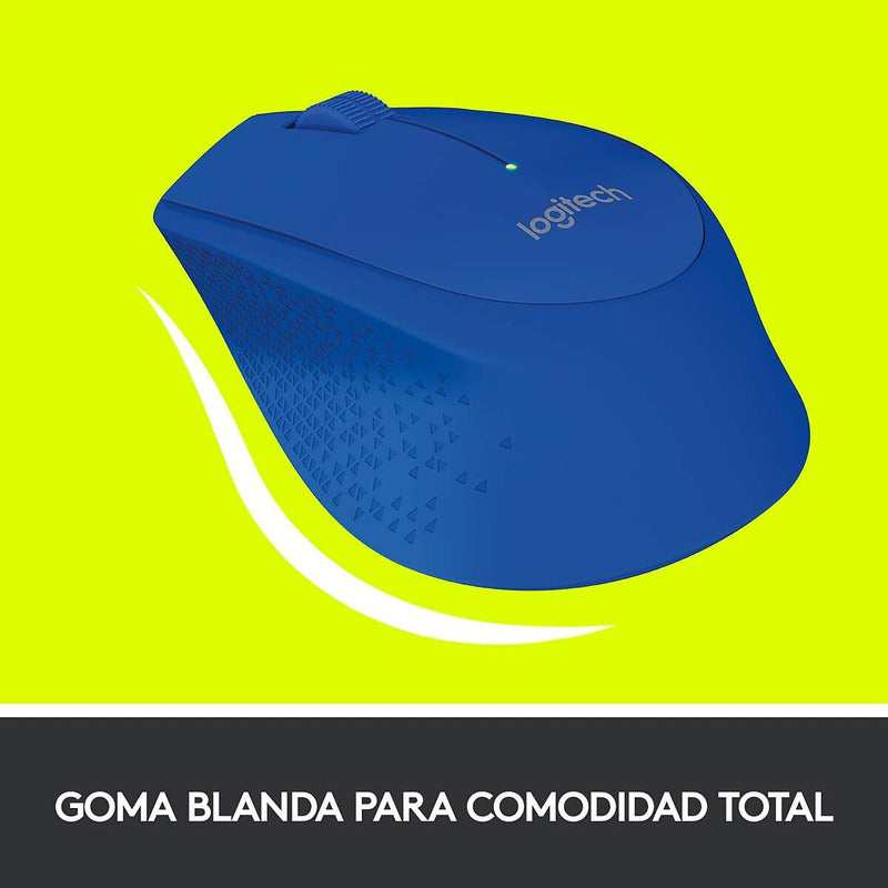 Mouse Inalámbrico Logitech M280, Cómodo Diseño Curvo, Azul