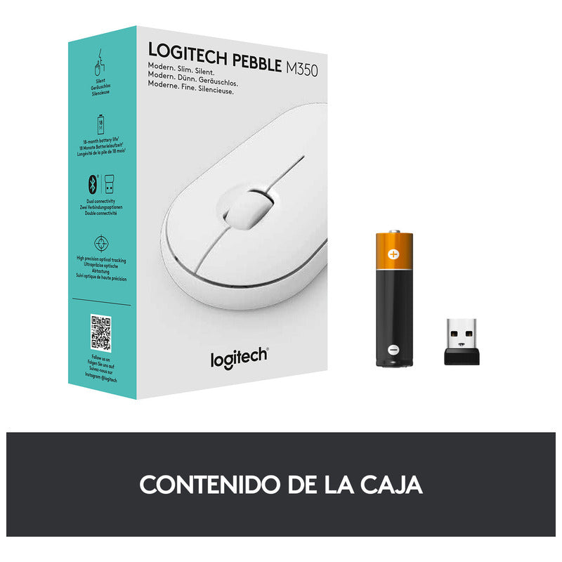 Mouse Inalámbrico Moderno Logitech Pebble M350 - Blanco