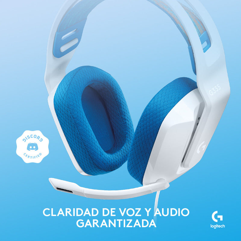 Diadema Gamer Logitech G335, Pc, Ps5, Xbox / Blanco Y Azul