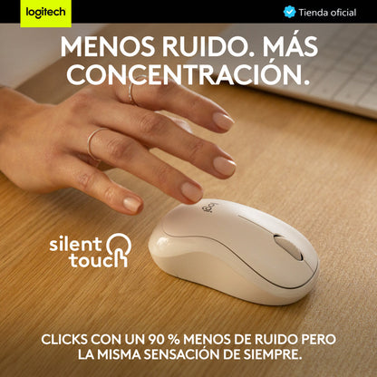 Mouse Bluetooth Logitech M240 Silent, Un 90% Silencioso, Blanco