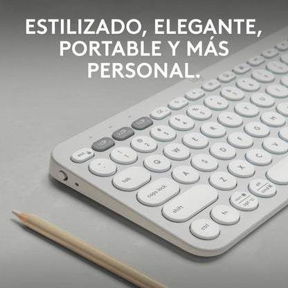Combo Logitech Bluetooth: Teclado K380s + Mouse M196, Blanco