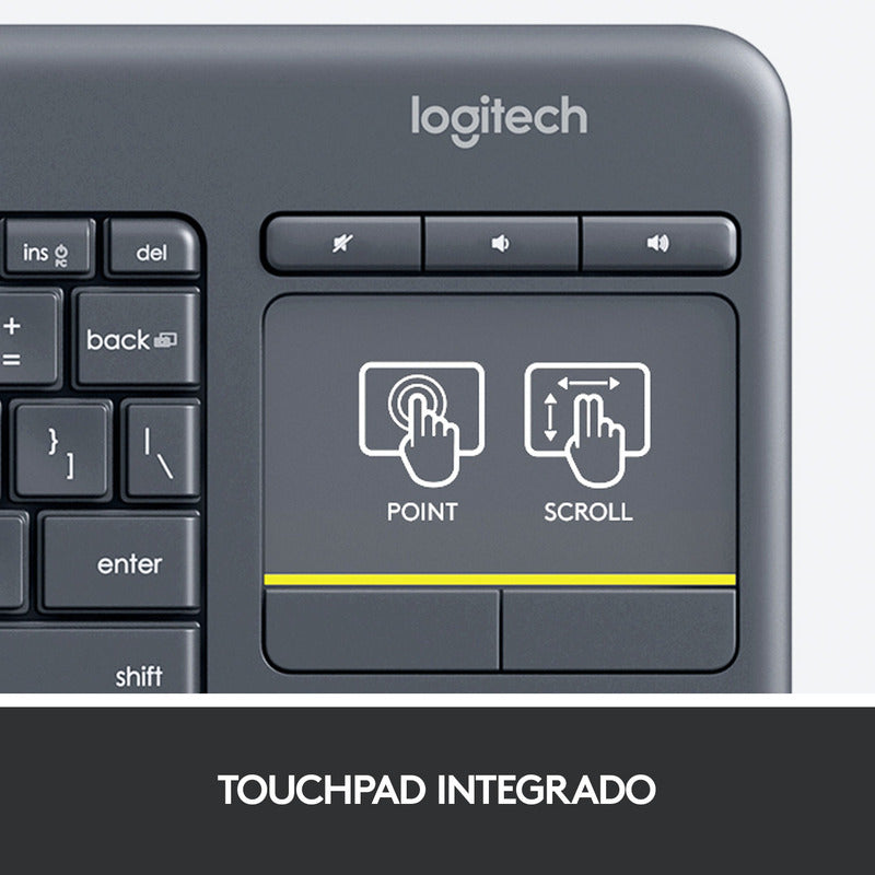Teclado + Touch Logitech K400 Plus Inalámbrico Pc Android Tv