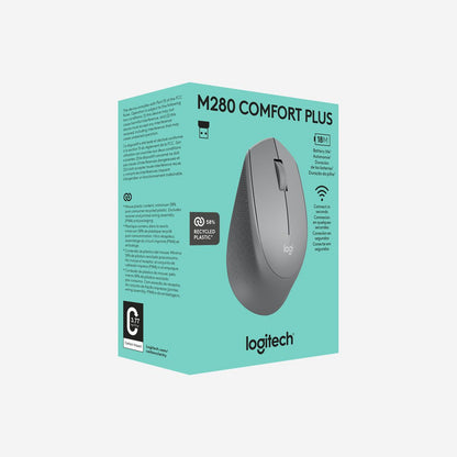 Mouse Inalámbrico Logitech M280, Cómodo Diseño Curvo, Gris