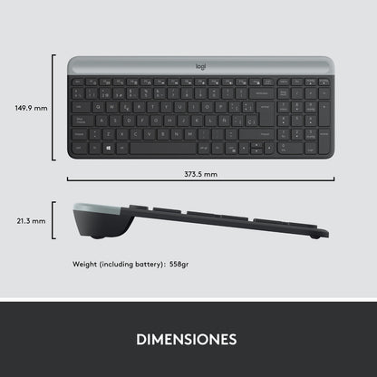 Combo Inalámbrico Slim Logitech Mk470, Teclado Y Mouse