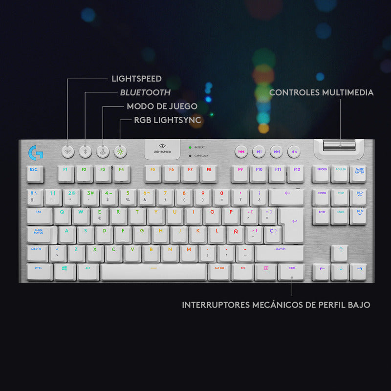 Teclado Gamer Logitech G915 Tkl, Mecánico Inalámbrico