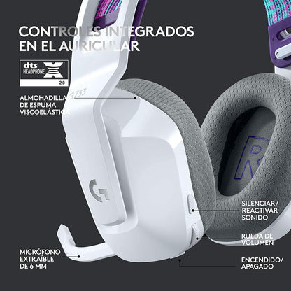 Diadema Gamer Logitech G733,  Rgb Inalámbrica / 7.1 - Blanco