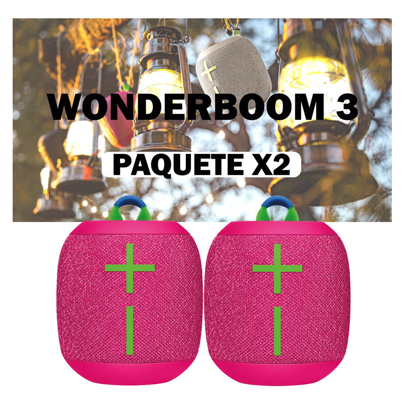 Ultimate Ears Wonderboom 3, Kit 2 Parlantes Impermeables, Rosa