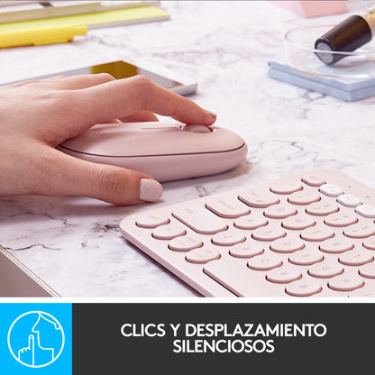 Mouse Inalámbrico Moderno Logitech Pebble M350 Rosado